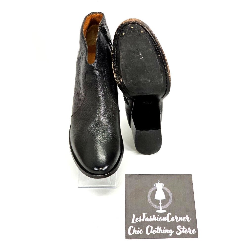 Frye Women’s Black Leather Nora Zip Short Ankle Block Heel Boot Size 9B 1778 - Picture 5 of 16